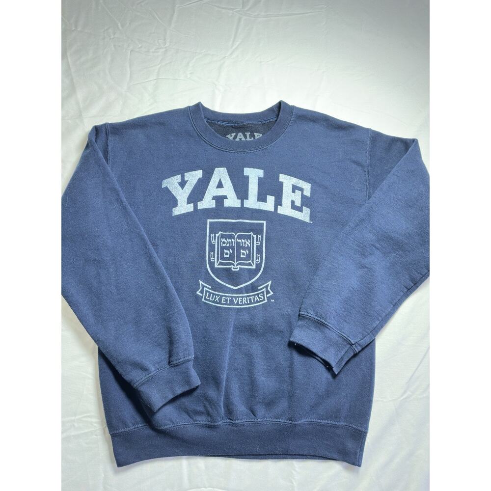 Yale Bulldogs Distressed Campus Crew Sweatshirt (Men's Small) Blue